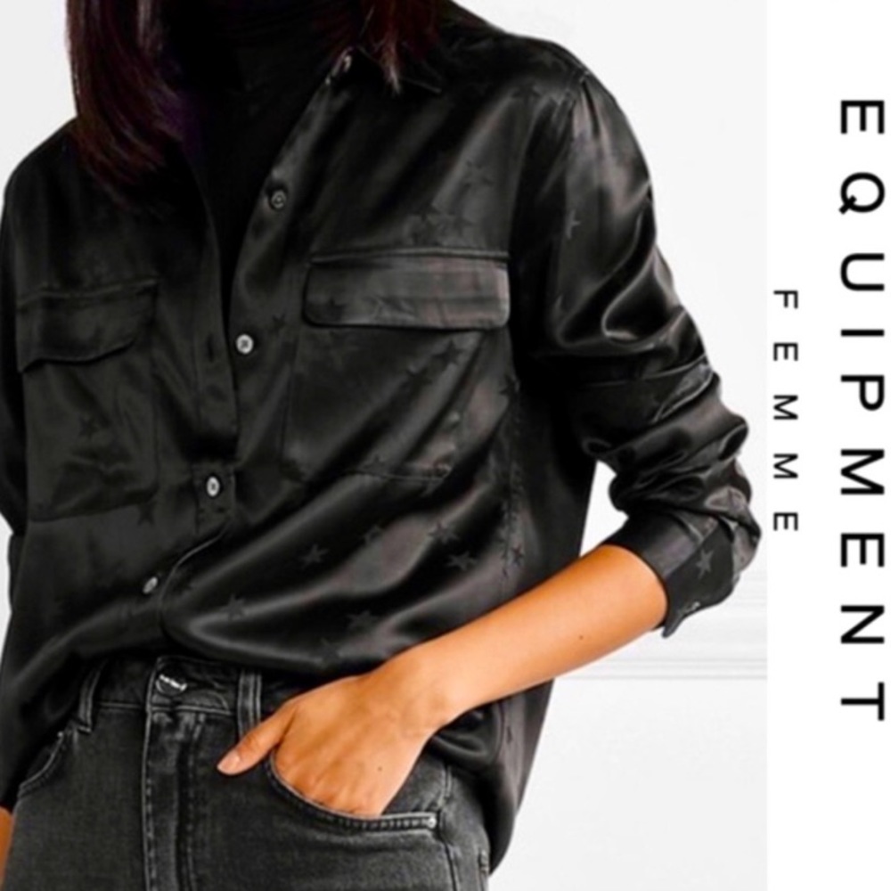 Equipment X Tabitha Simmons Black Star Dress Shirt S